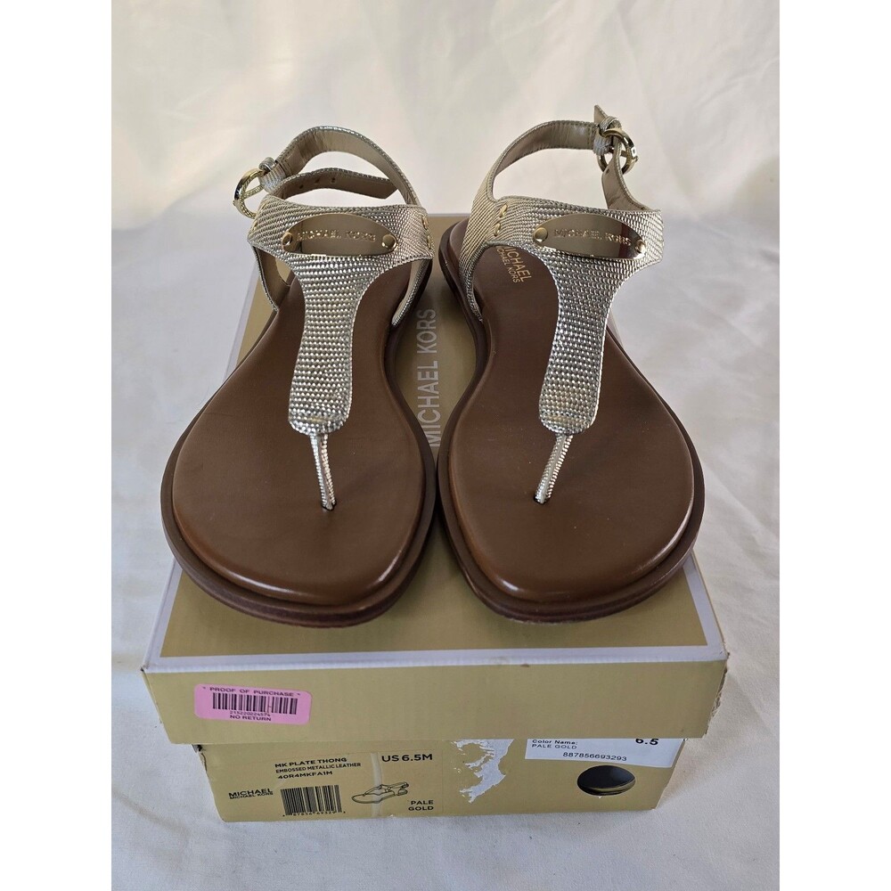 Michael Kors Women's MK Plate Flat Thong Sandals Size 6.5m